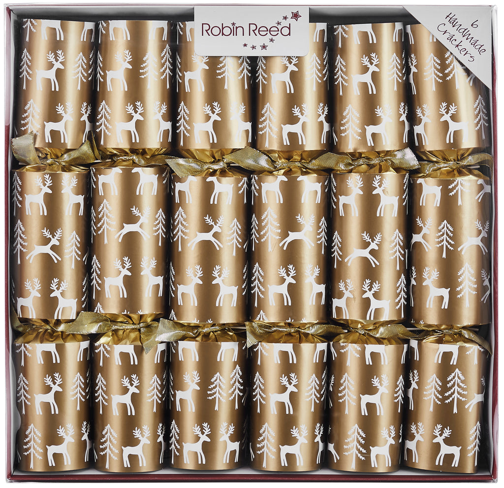 6 x 13" (33cm) Handmade Christmas Crackers by Robin Reed - Racing Reindeer - CCS21-11