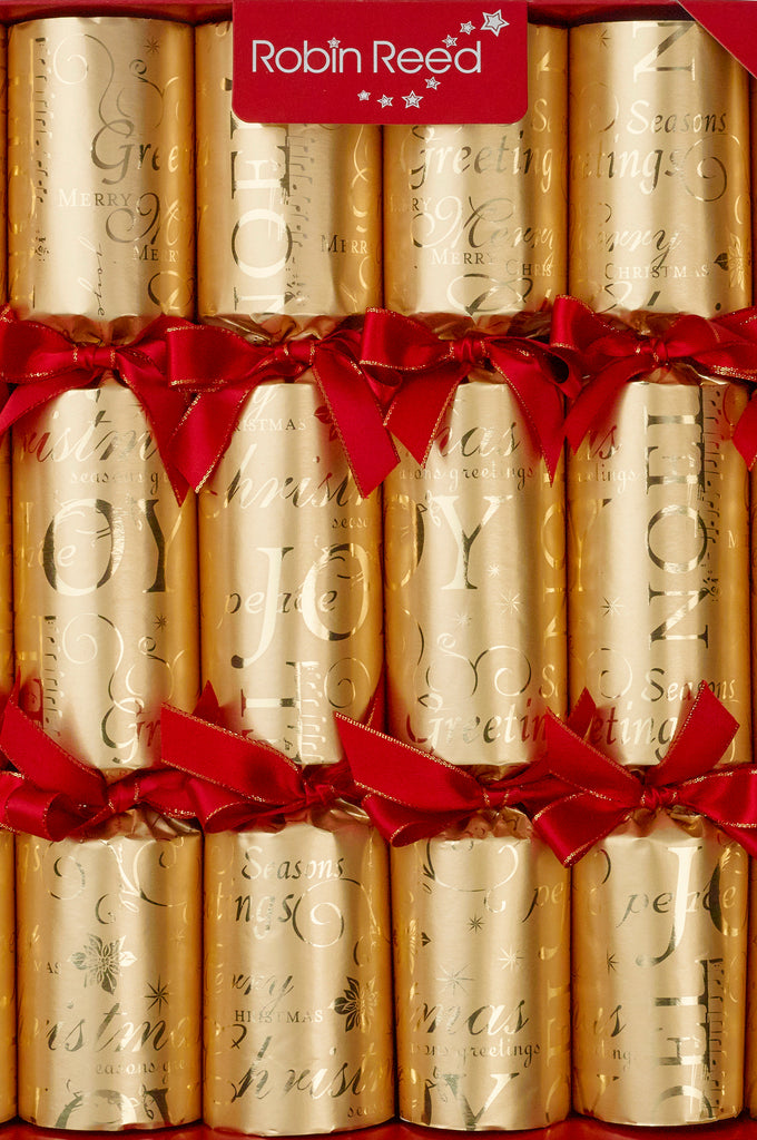 8 x 12" (30cm) Handmade Christmas Crackers Fill your own - GOLD JOYEAUX NOEL - CCS22-01