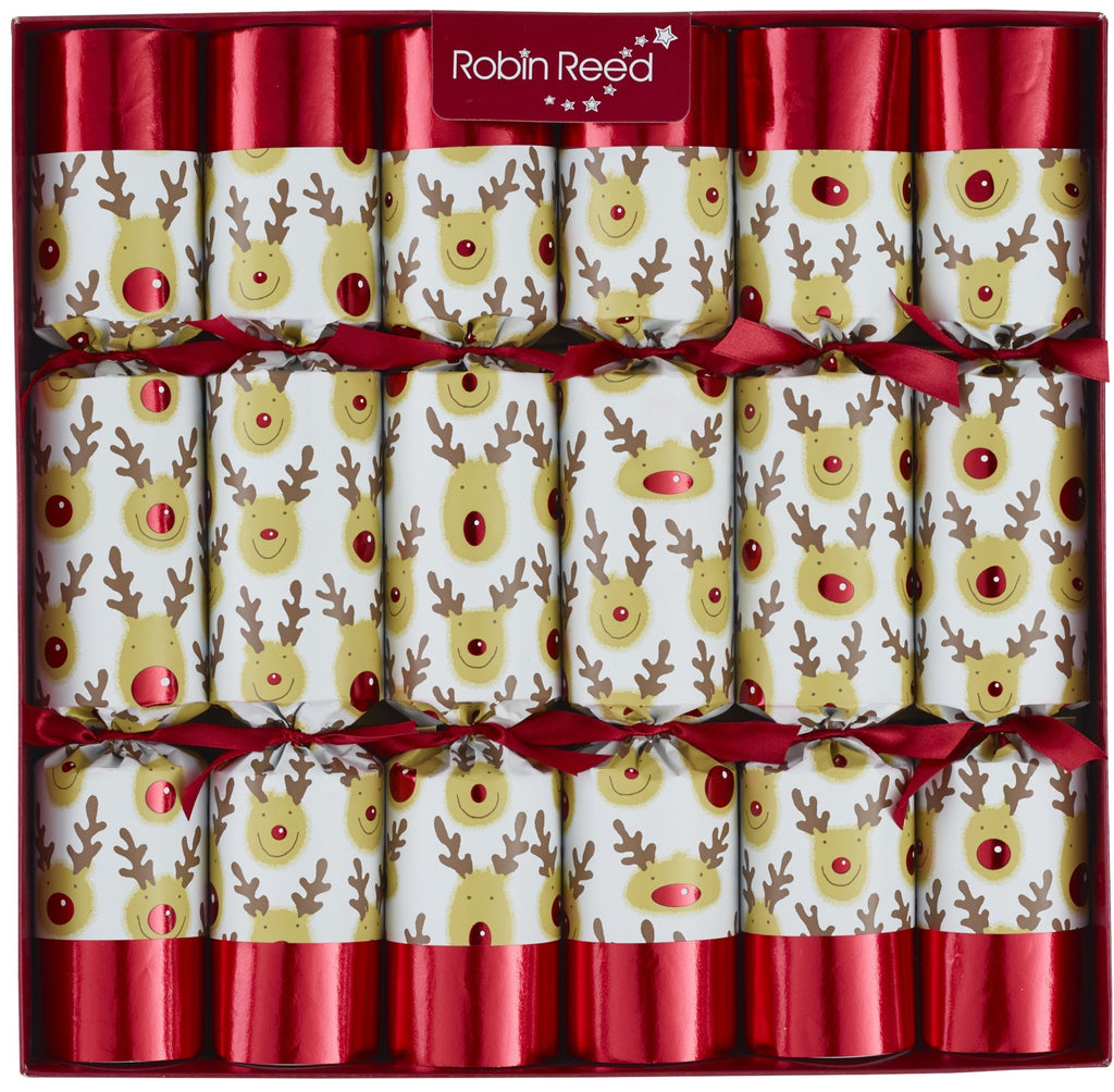6 x 13" (33cm) Handmade Christmas Crackers by Robin Reed - Racing Reindeer - 71201