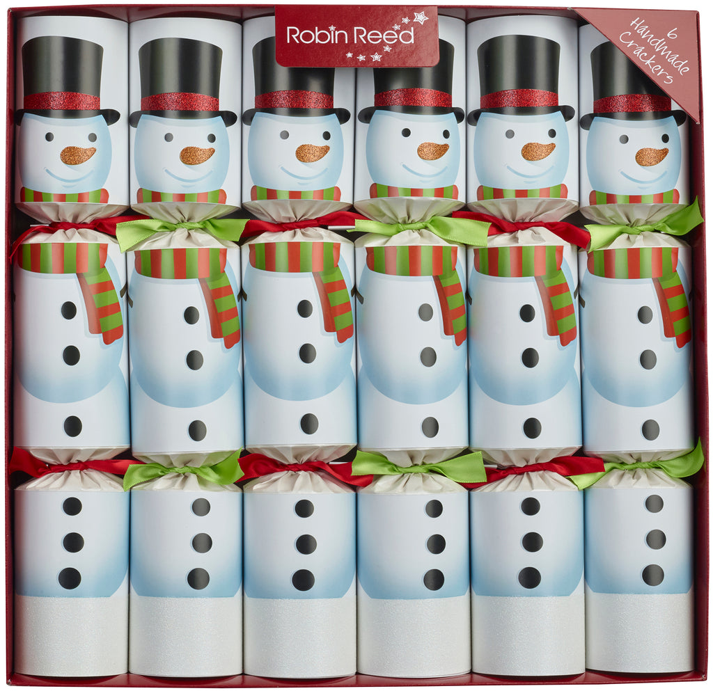 6 x 13" (33cm) Handmade Christmas Crackers by Robin Reed - Racing Snowman - 72136