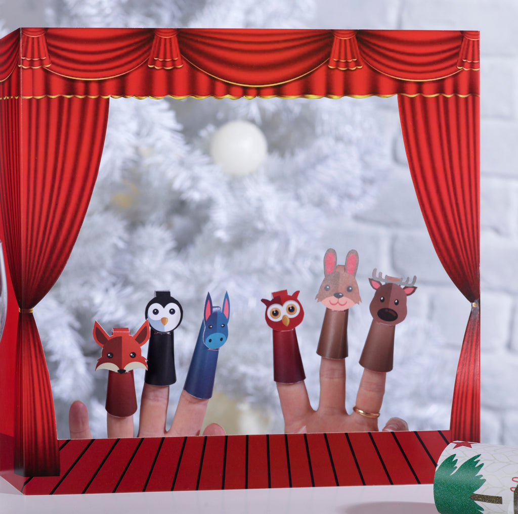 6 x 12" (30cm) handmade Christmas Cracker by Robin Reed - contains Finger Puppets - 62105