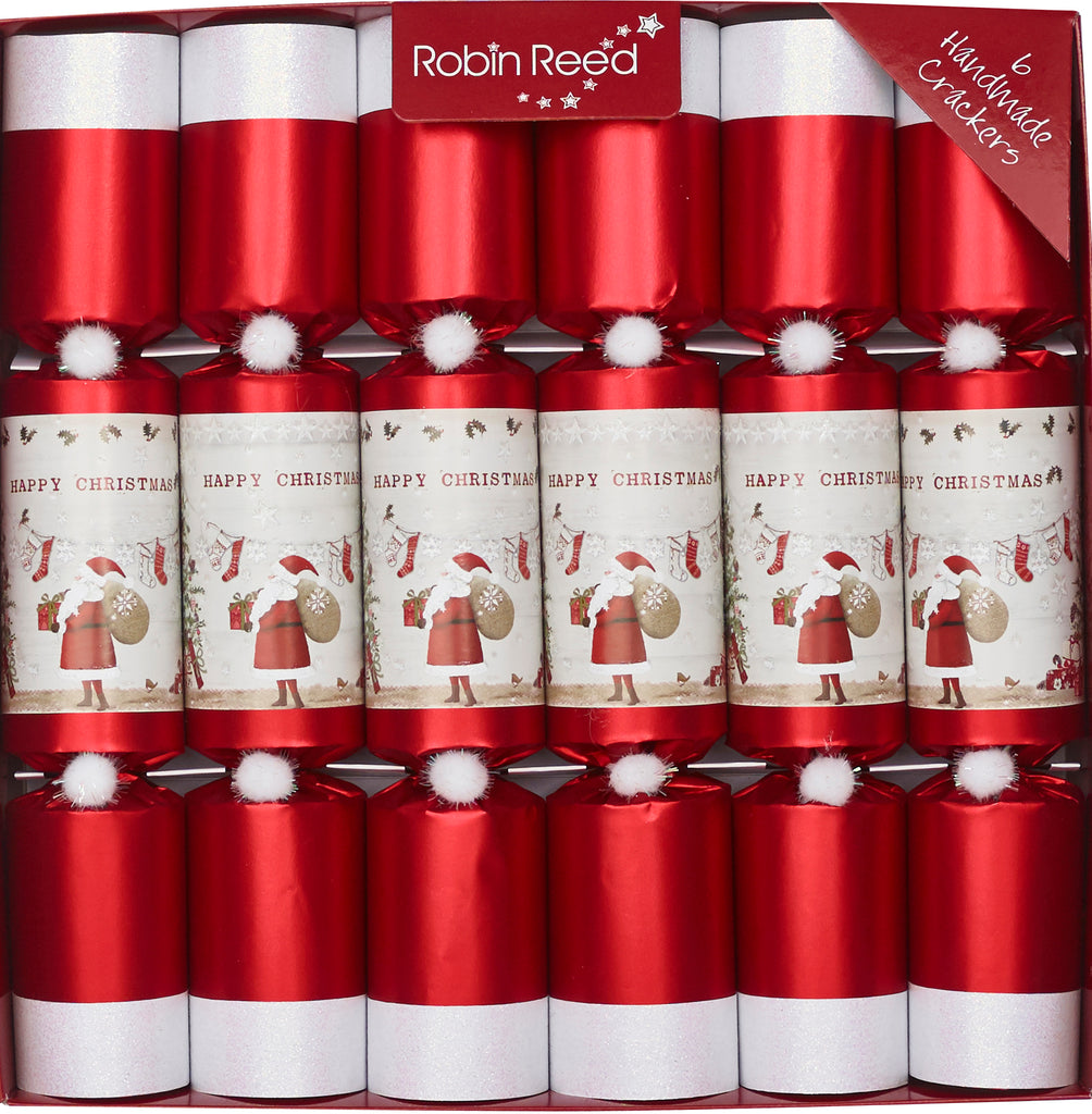 6 x 12" (30cm) Handmade Christmas Crackers by Robin Reed - Christmas Eve Santa - 62012