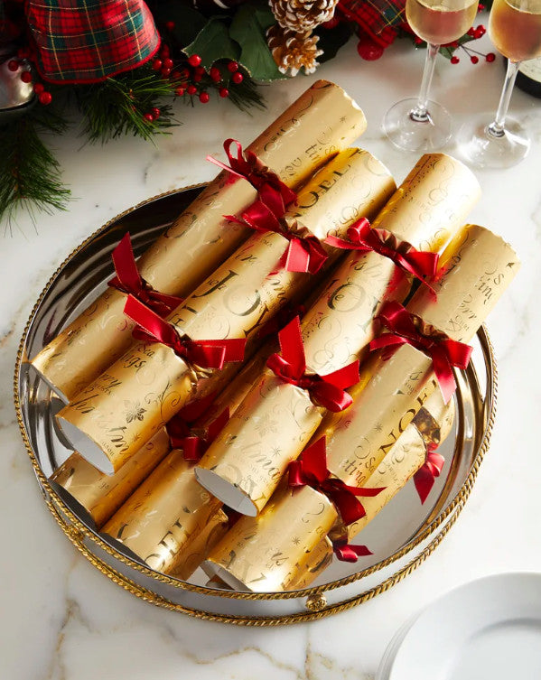 8 x 12" (30cm) Handmade Christmas Crackers Fill your own - GOLD JOYEAUX NOEL - CCS22-01