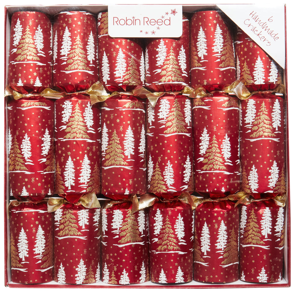 6 x 12" (30cm) Handmade Christmas Crackers by Robin Reed - Silver and white tree on sheer fabric - CCS23-04