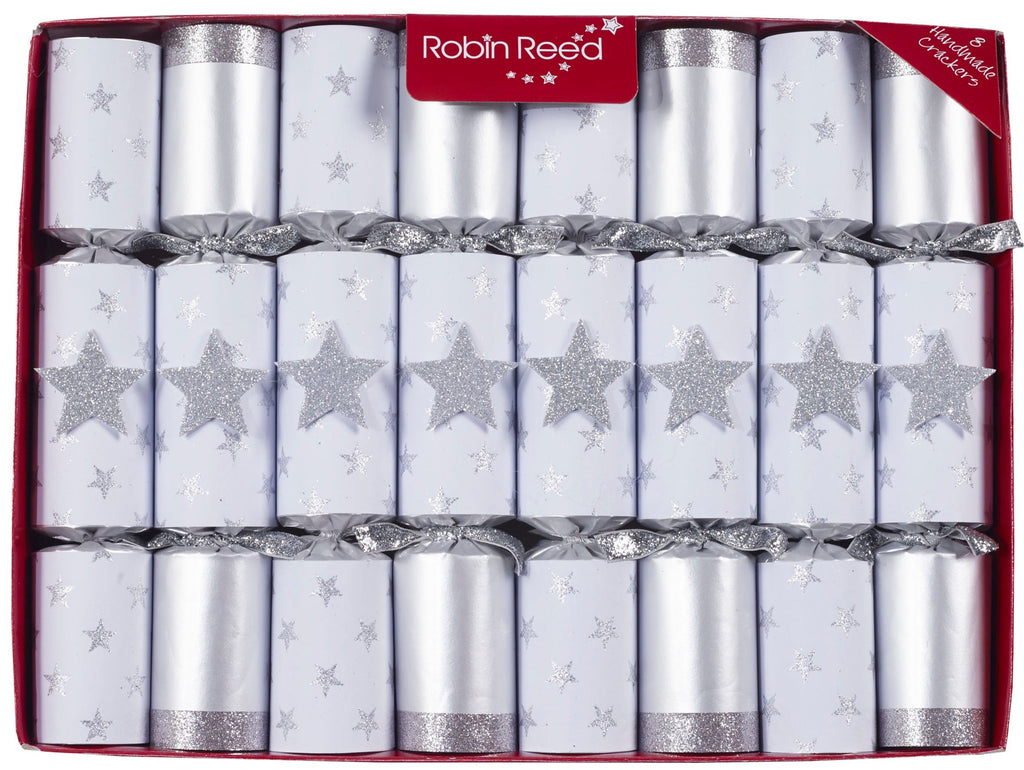 8 x 10" Handmade Magical Christmas Crackers by Robin Reed - Silver Glitter Stars with magic tricks inside - 51860