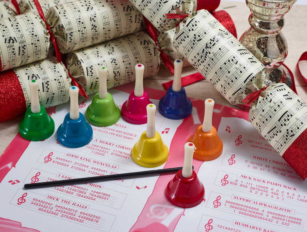 8 x 14" Handmade Christmas Crackers by Robin Reed - Sleigh Bells containing musical handbells - 71908